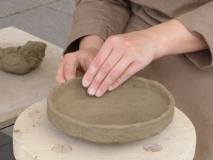 Making a clay bowl